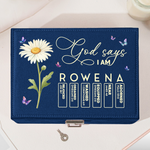 God Says I Am Name Letter In Bible Verse - Personalized Large Jewelry Box