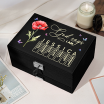 God Says I Am Name Letter In Bible Verse - Personalized Large Jewelry Box