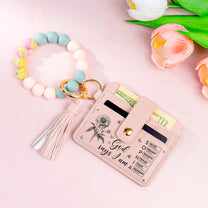 God Says I Am Name Letter In Bible Verses - Personalized Keychain Wristlet Leather Wallet