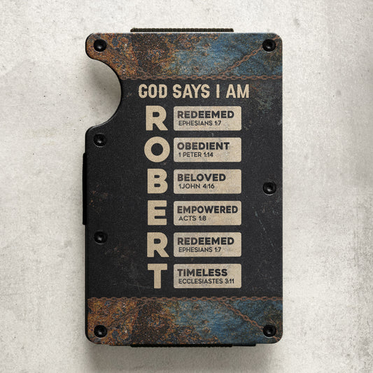 God Says I Am - Personalized Metal Card Holder