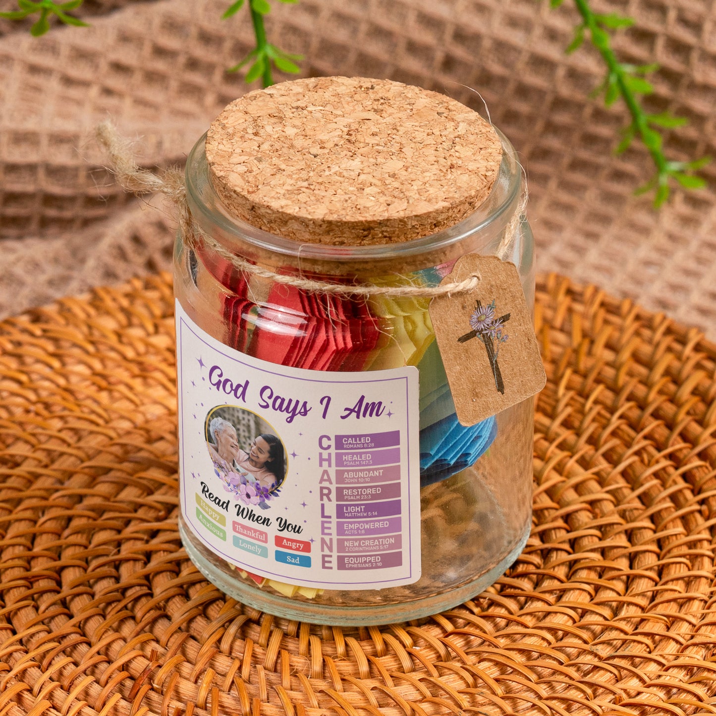 God Says I Am - Read This When You Feel - Personalized Photo Bible Verse Jar