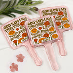 God Says I Am Retro Birth Flower Style - Personalized Handheld Mirror