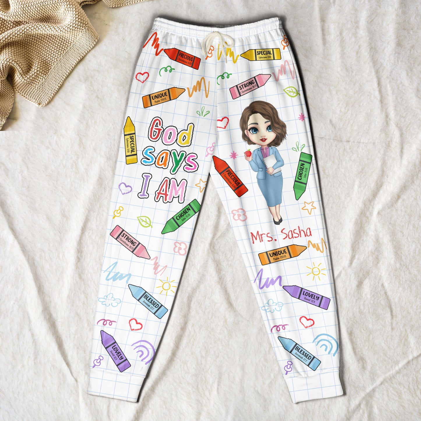 God Says I Am Teacher Bible Verses - Personalized Sweatpants