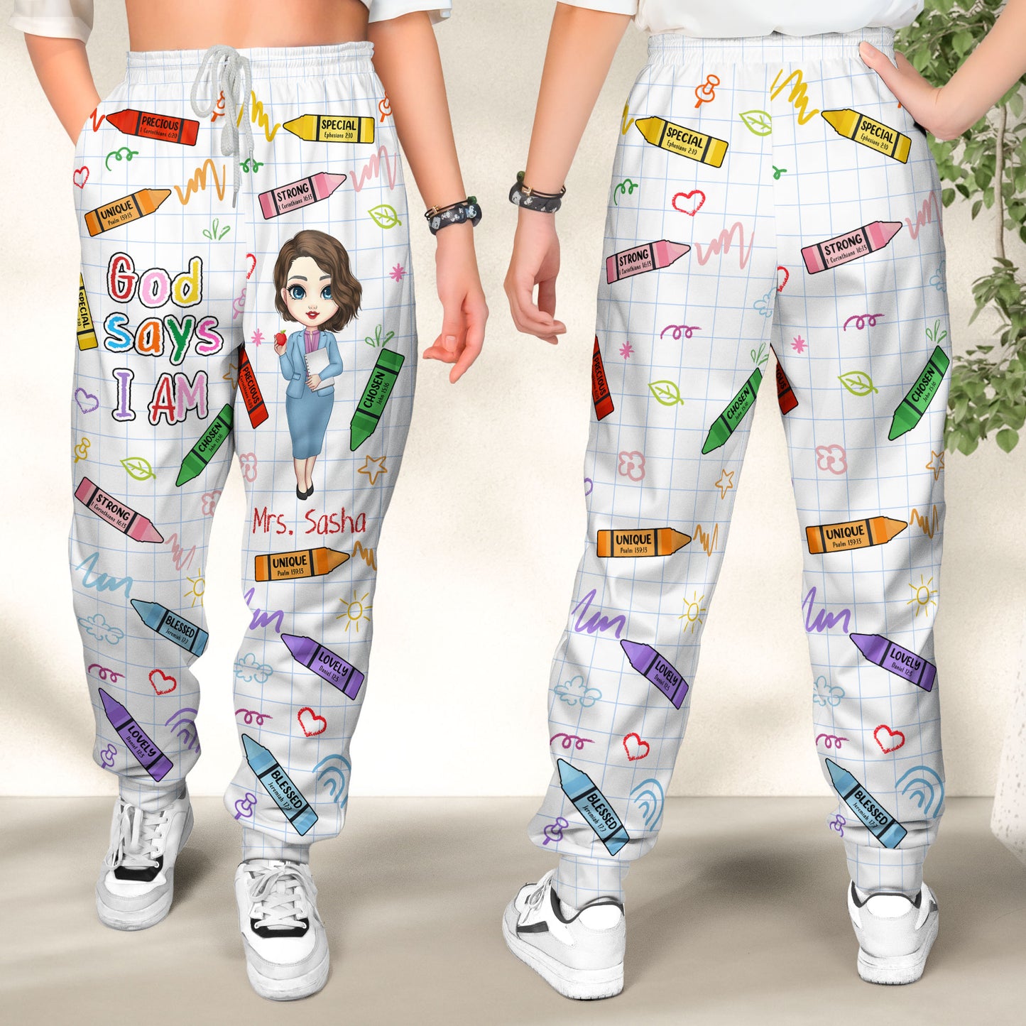 God Says I Am Teacher Bible Verses - Personalized Sweatpants