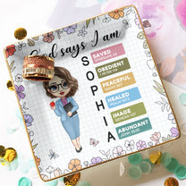 God Says I Am Teacher Name Letter In Bible - Personalized Jewelry Dish