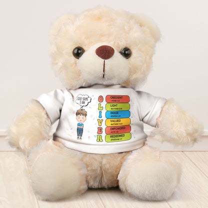God Says I Am - Teddy Bear With Personalized Shirt