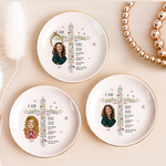 God Says I Am With Floral Cross Gift For Daughter - Personalized Photo Jewelry Dish