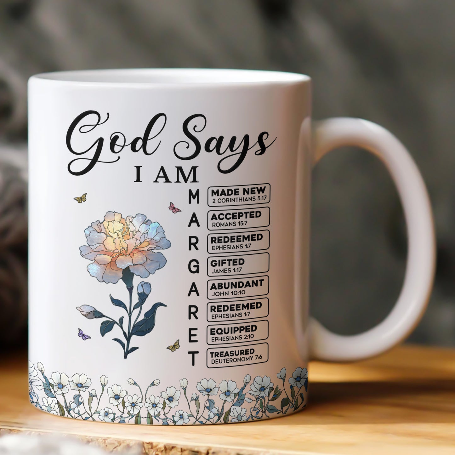 God Says I Am With Name Letter In Bible Christian Gift - Personalized Mug