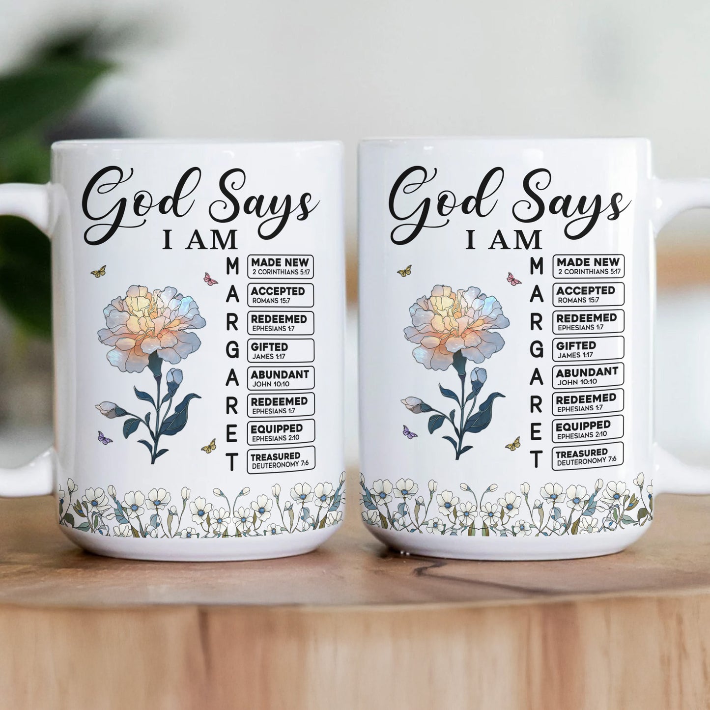 God Says I Am With Name Letter In Bible Christian Gift - Personalized Mug