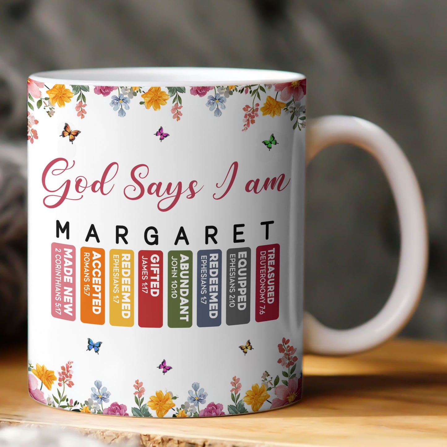 God Says I Am With Name Letter In Bible - Personalized Mug
