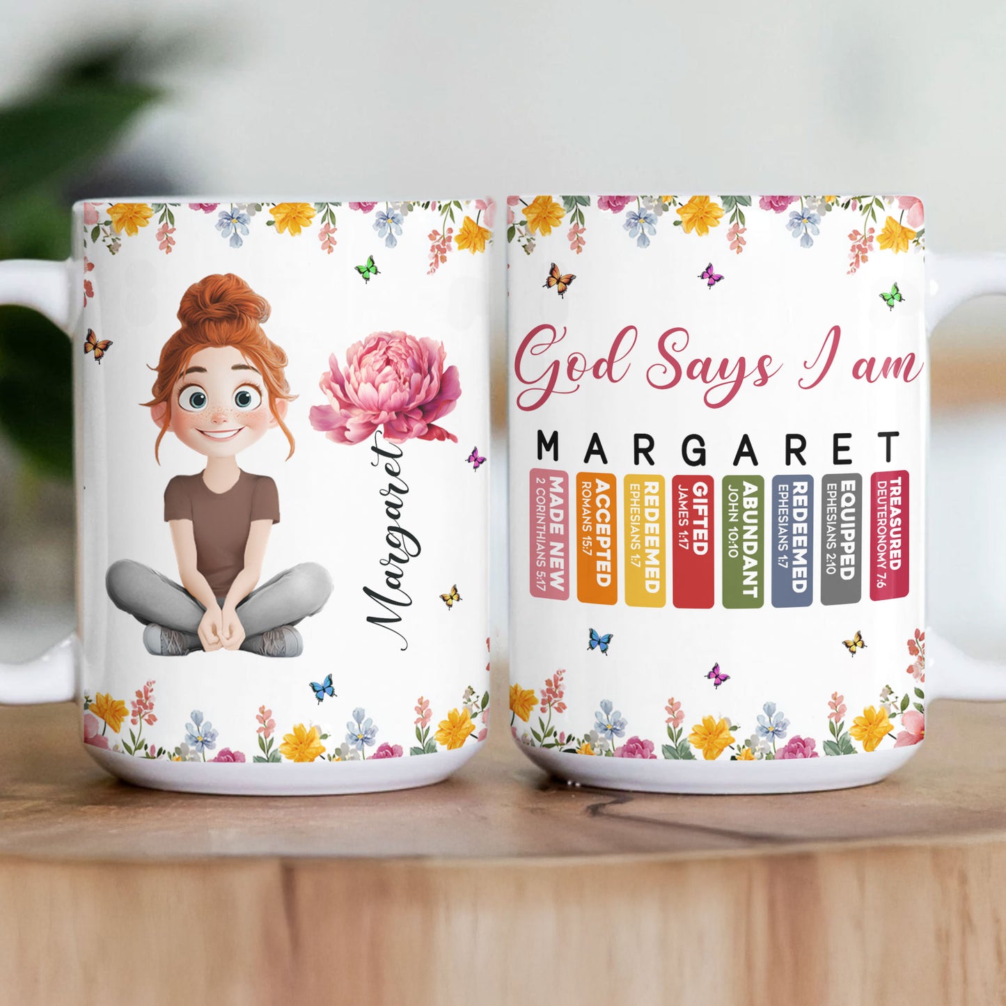 God Says I Am With Name Letter In Bible - Personalized Mug
