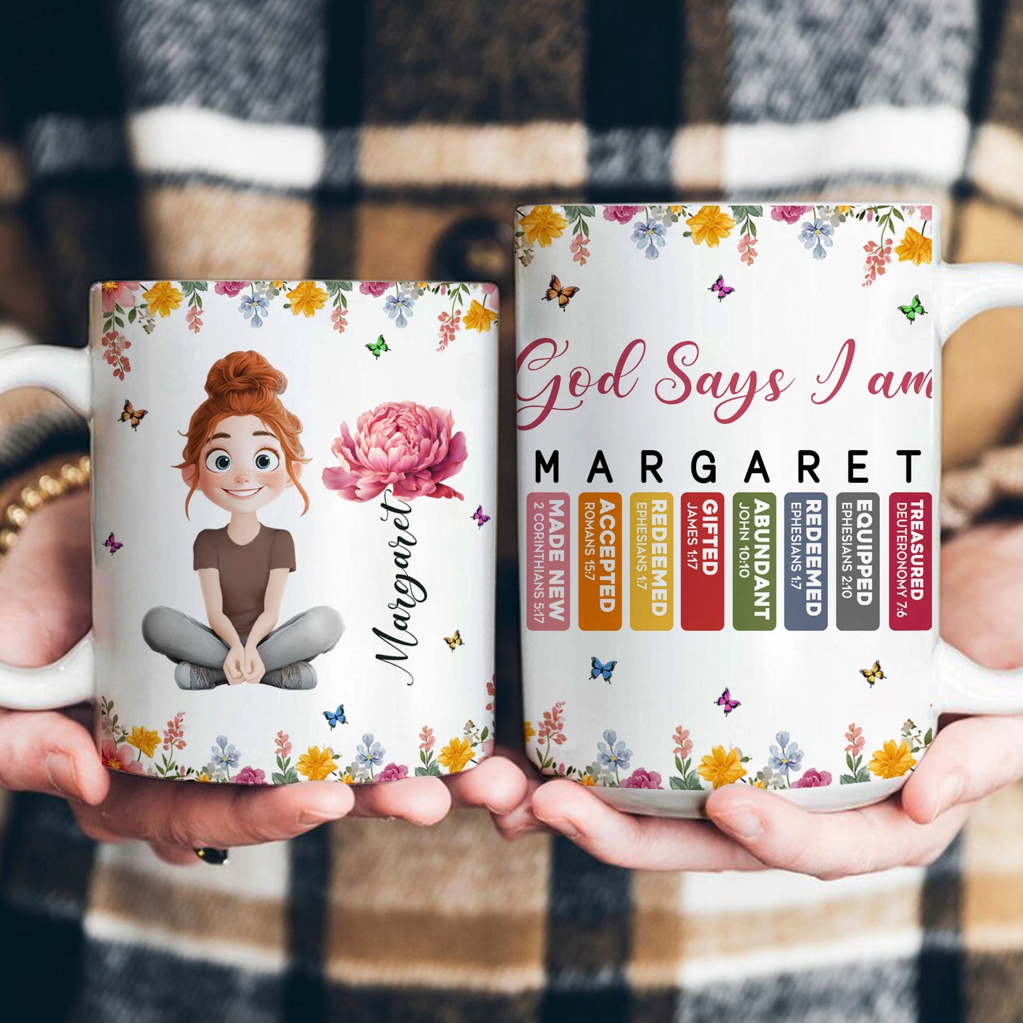 God Says I Am With Name Letter In Bible - Personalized Mug