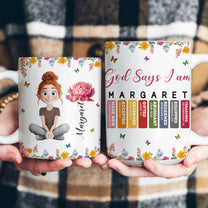 God Says I Am With Name Letter In Bible - Personalized Mug