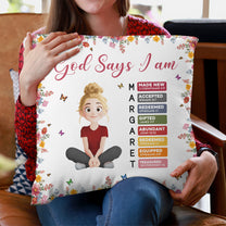 God Says I Am With Name Letter In Bible - Personalized Pillow (Insert Included)
