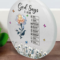 God Says I Am With Name Letter In Bible - Personalized Round Flat Bottle Light