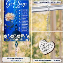 God Says I Am With Name Letter In Bible - Personalized Wine Bottle Wind Chime