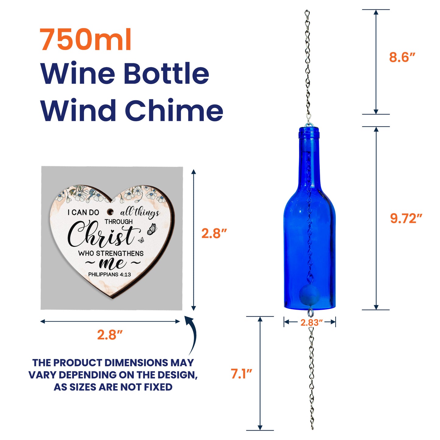 God Says I Am With Name Letter In Bible - Personalized Wine Bottle Wind Chime