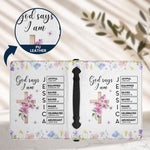 God Says I Am With Name Letter In Scripture Christian Gift - Personalized Bible Cover