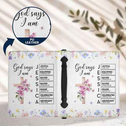 God Says I Am With Name Letter In Scripture Christian Gift - Personalized Bible Cover