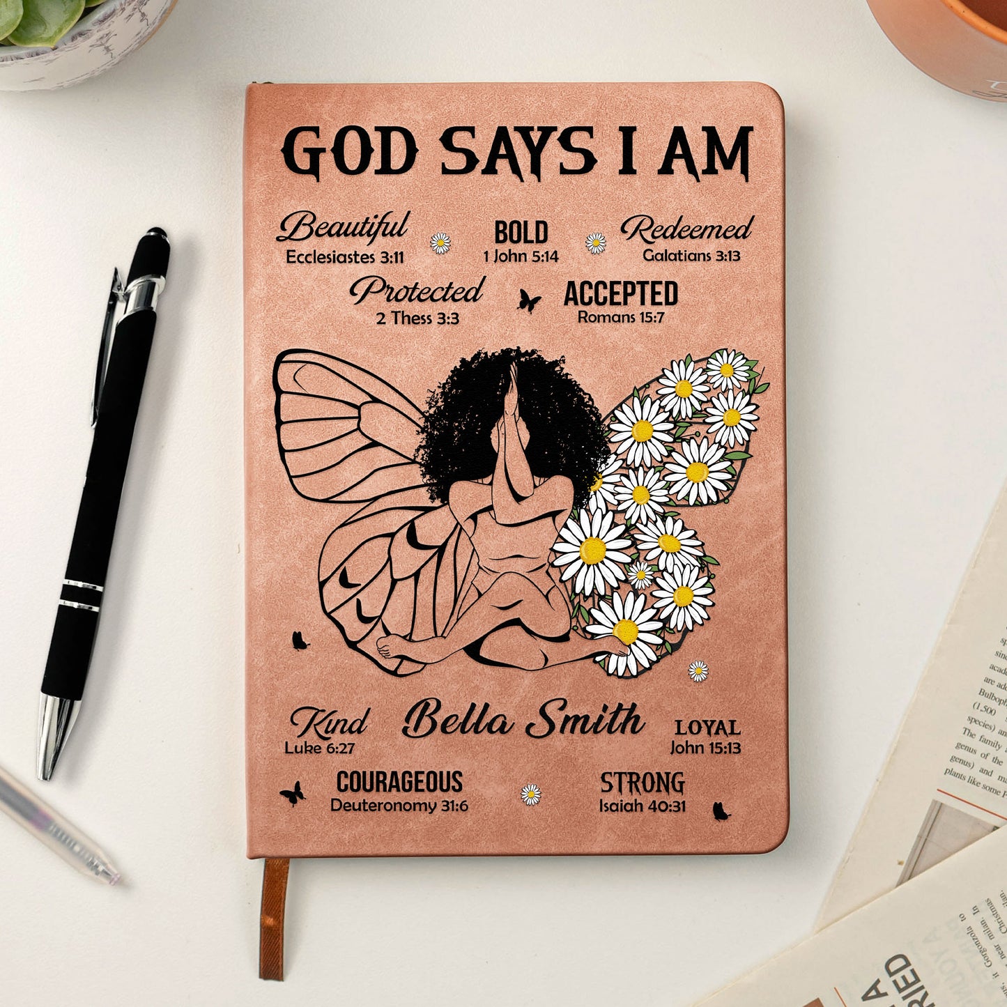 God Says That I Am - Personalized Leather Journal