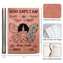 God Says That I Am - Personalized Leather Journal