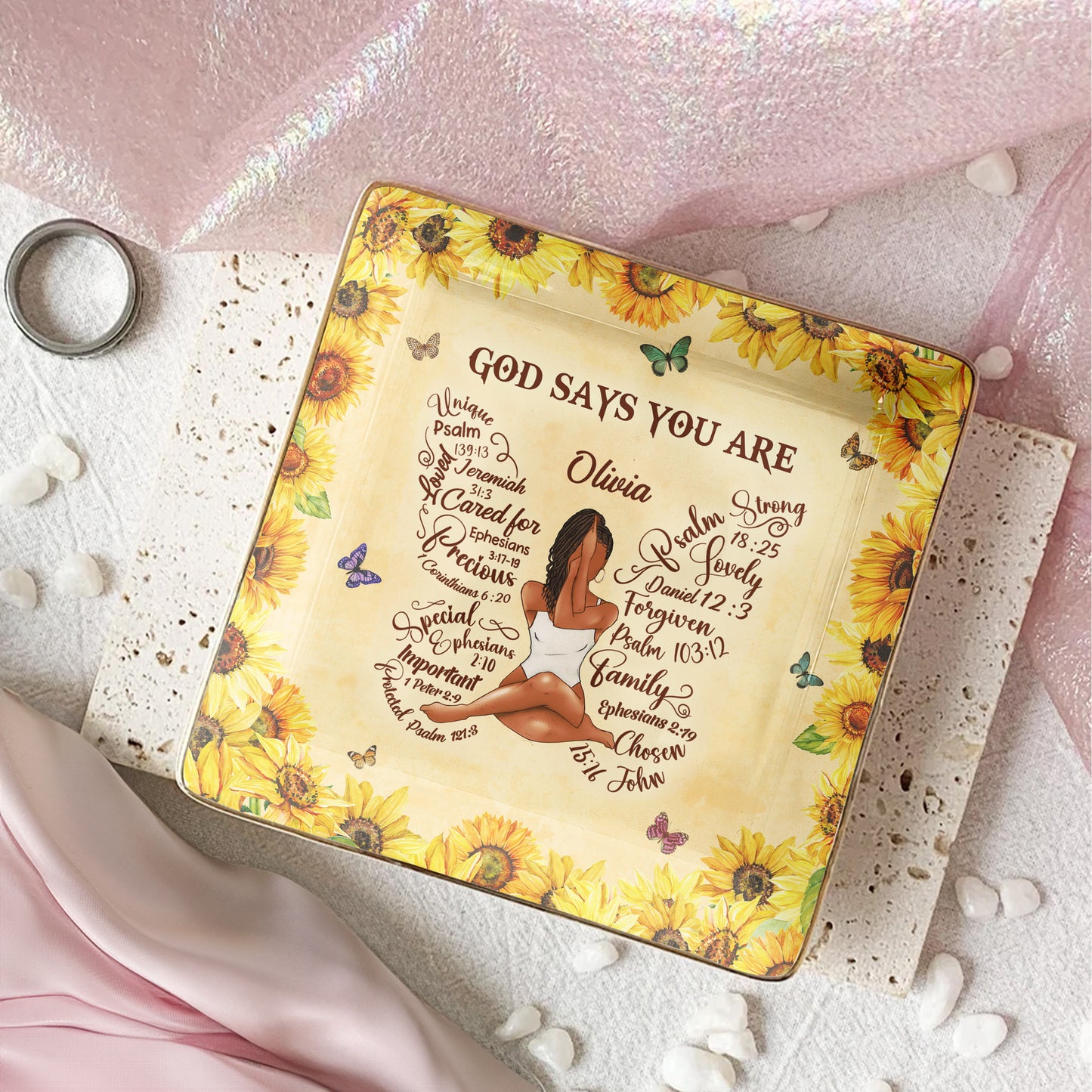 God Says You Are Bible Verses In Butterfly-Shaped - Personalized Jewelry Dish