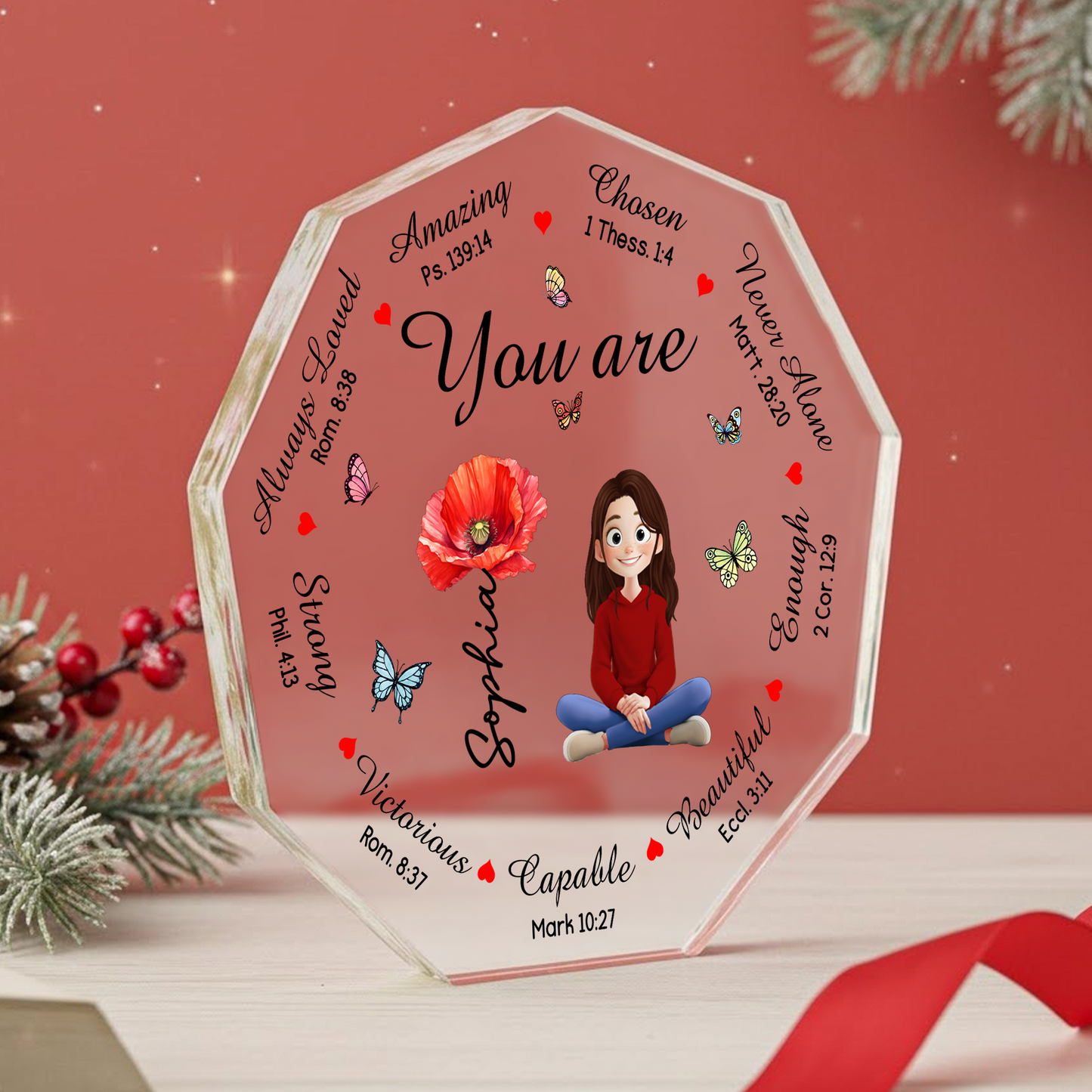 God Says You Are Bible Verses With Birth Flower - Personalized Acrylic Plaque
