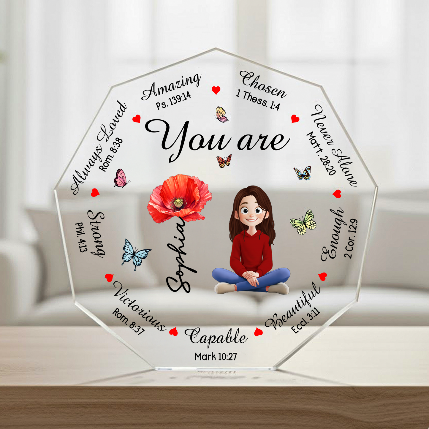 God Says You Are Bible Verses With Birth Flower - Personalized Acrylic Plaque