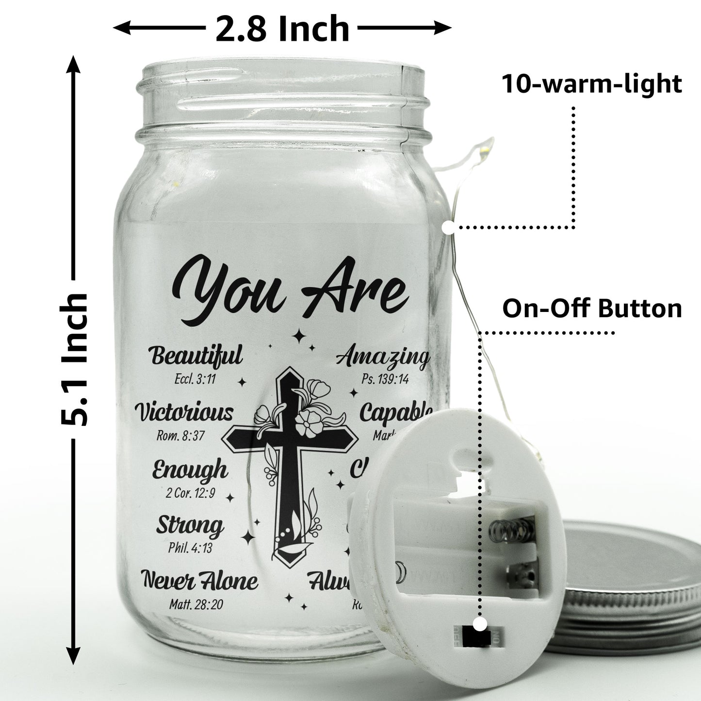 God Says You Are Birth Month Flowers - Personalized Mason Jar Light