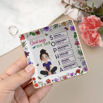 God Says You Are Cartoon Custom Name Letter In Bible - Personalized Jewelry Dish