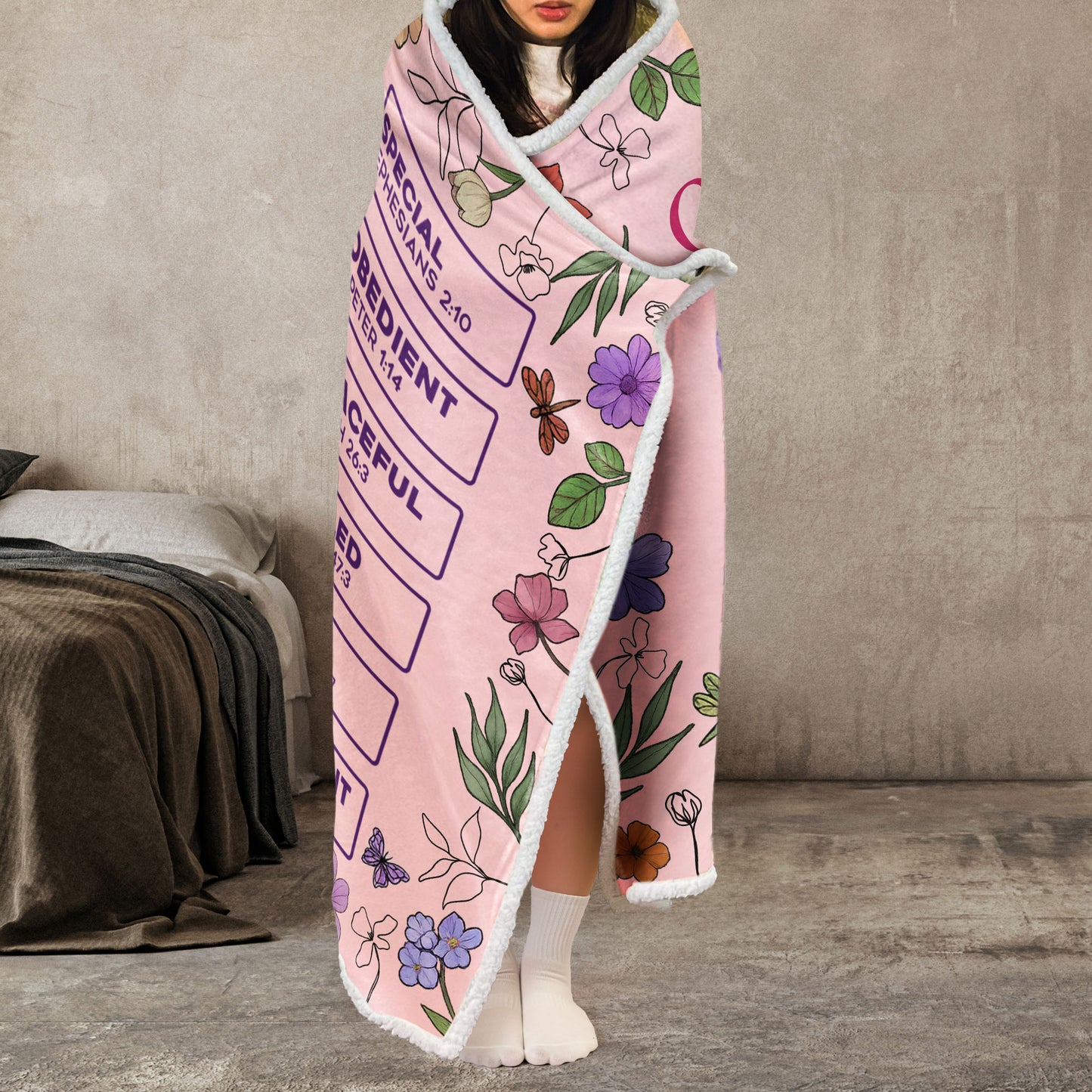 God Says You Are Cartoon Custom Name Letter In Bible - Personalized Wearable Blanket Hoodie