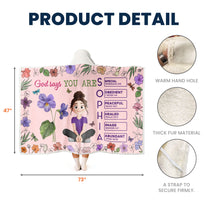 God Says You Are Cartoon Custom Name Letter In Bible - Personalized Wearable Blanket Hoodie