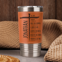 God Says You Are Christian Gift For Him - Personalized 20oz Leather Wrapped Tumbler