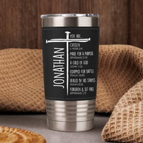 God Says You Are Christian Gift For Him - Personalized 20oz Leather Wrapped Tumbler