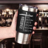 God Says You Are Christian Gift For Him - Personalized 20oz Leather Wrapped Tumbler
