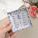God Says You Are Christian Gift Toile De Jouy Birth Flower - Personalized Jewelry Dish