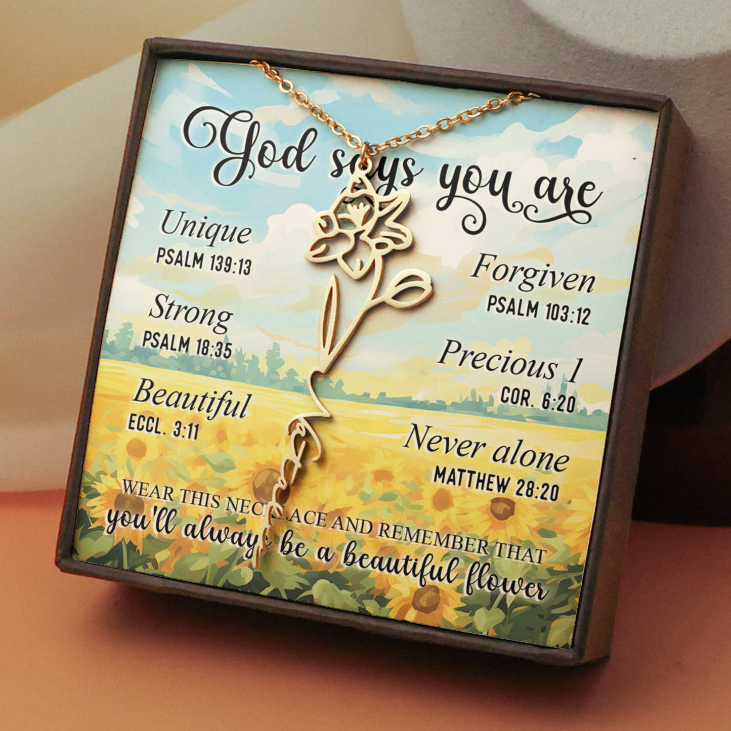 God Says You Are - Custom Birth Flower - Gifts For Daughter, Sister, Friends - Custom Name Necklace