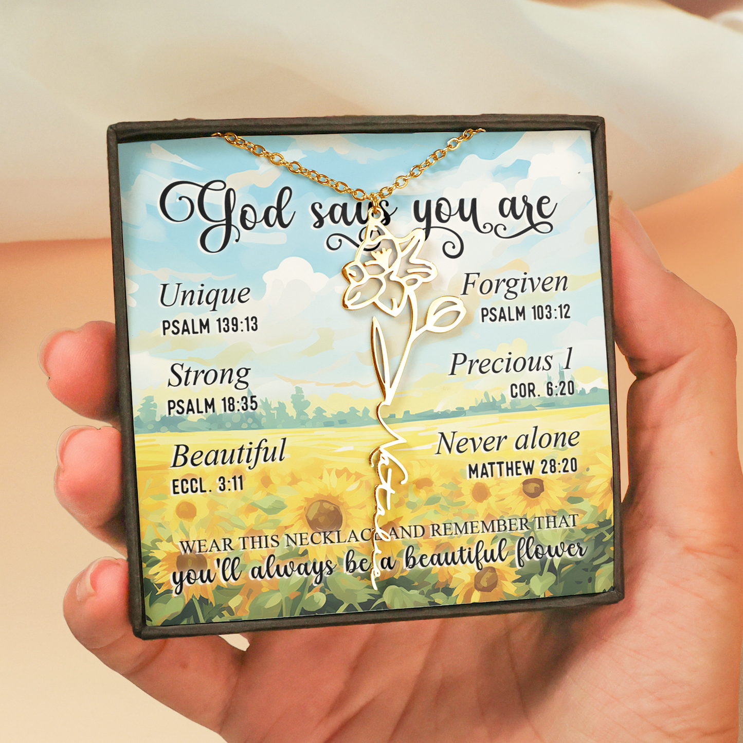 God Says You Are - Custom Birth Flower - Gifts For Daughter, Sister, Friends - Custom Name Necklace