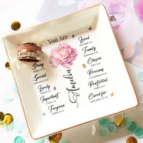 God Says You Are Custom Birth Flower - Personalized Jewelry Dish