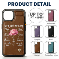 God Says You Are - Custom Birth Flower - Personalized Leather Flip Wallet Phone Case