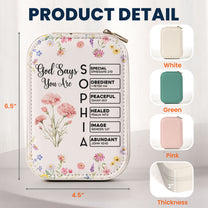 God Says You Are Custom Birth Flower & Name In Bible Verses - Custom Makeup Box With LED Mirror