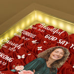 God Says You Are - Gifts For Daughter, Christian Women - Personalized Photo Flower Shadow Box With LED Light