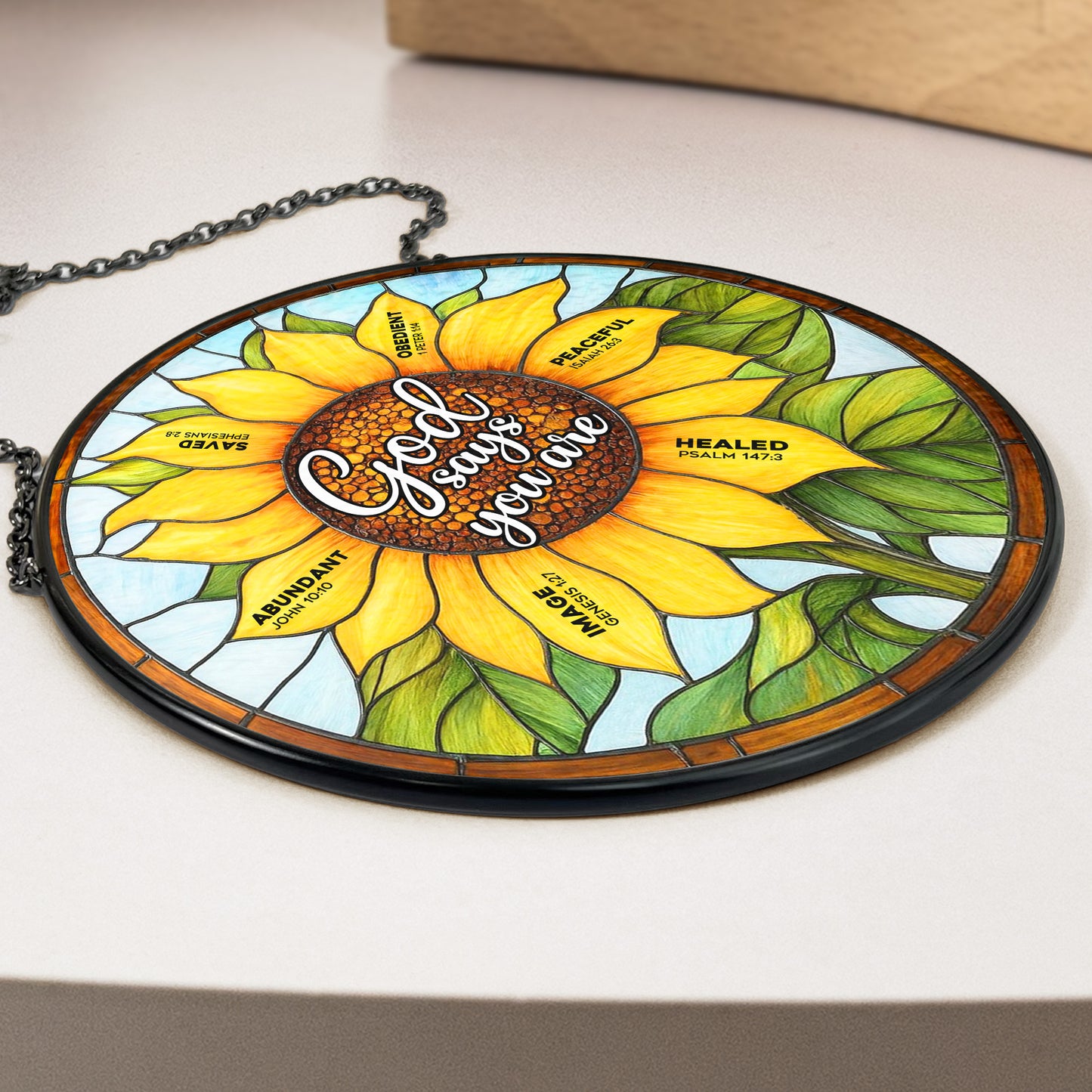 God Says You Are Name In Bible - Personalized Stained Glass Window Hanging Suncatcher