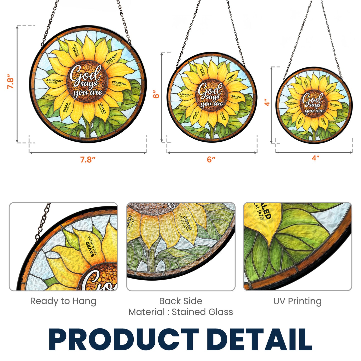 God Says You Are Name In Bible - Personalized Stained Glass Window Hanging Suncatcher