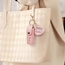 God Says You Are Name In Bible Verses - Personalized Leather Lipstick Case With Mirror Keychain