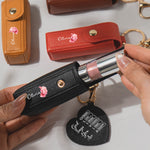 God Says You Are Name In Bible Verses - Personalized Leather Lipstick Case With Mirror Keychain