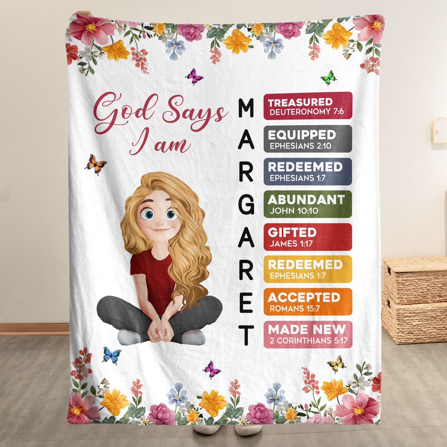 God Says You Are Name Letter In Bible - Personalized Blanket