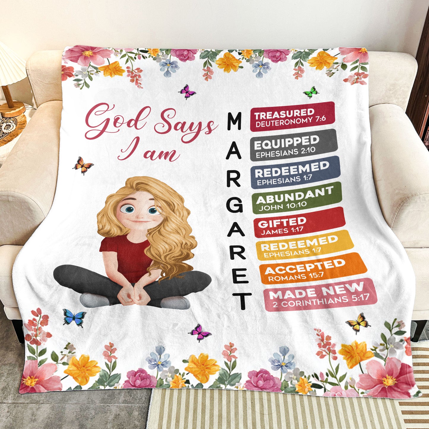 God Says You Are Name Letter In Bible - Personalized Blanket