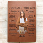 God Says You Are - Personalized Photo Leather Journal