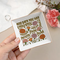 God Says You Are Retro Birth Flower - Personalized Jewelry Dish